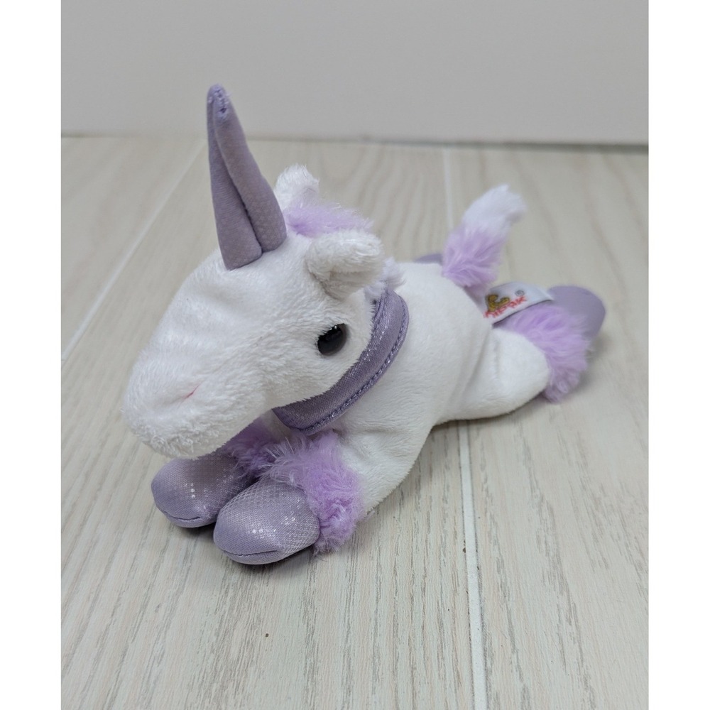 Unipak Small Plush White Purple Unicorn Shimmer Hooves collar horn